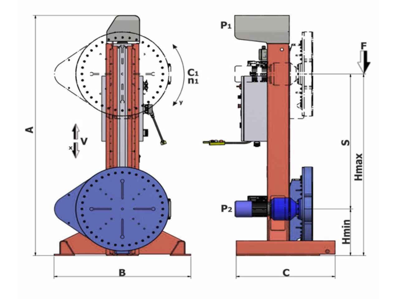 design drawing of welding positioner